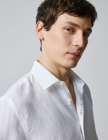 Chemise mixte "Je t'aime" en lin blanc