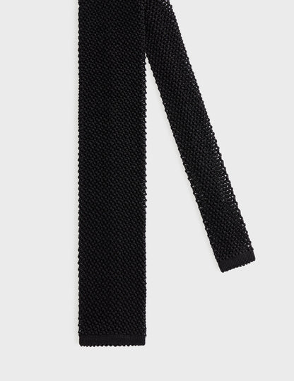 Black silk knit tie