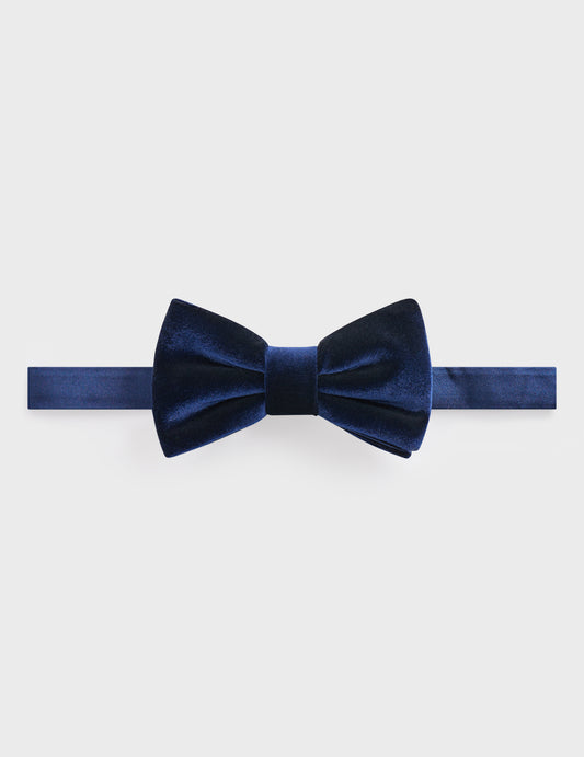 Navy velvet and silk bow tie