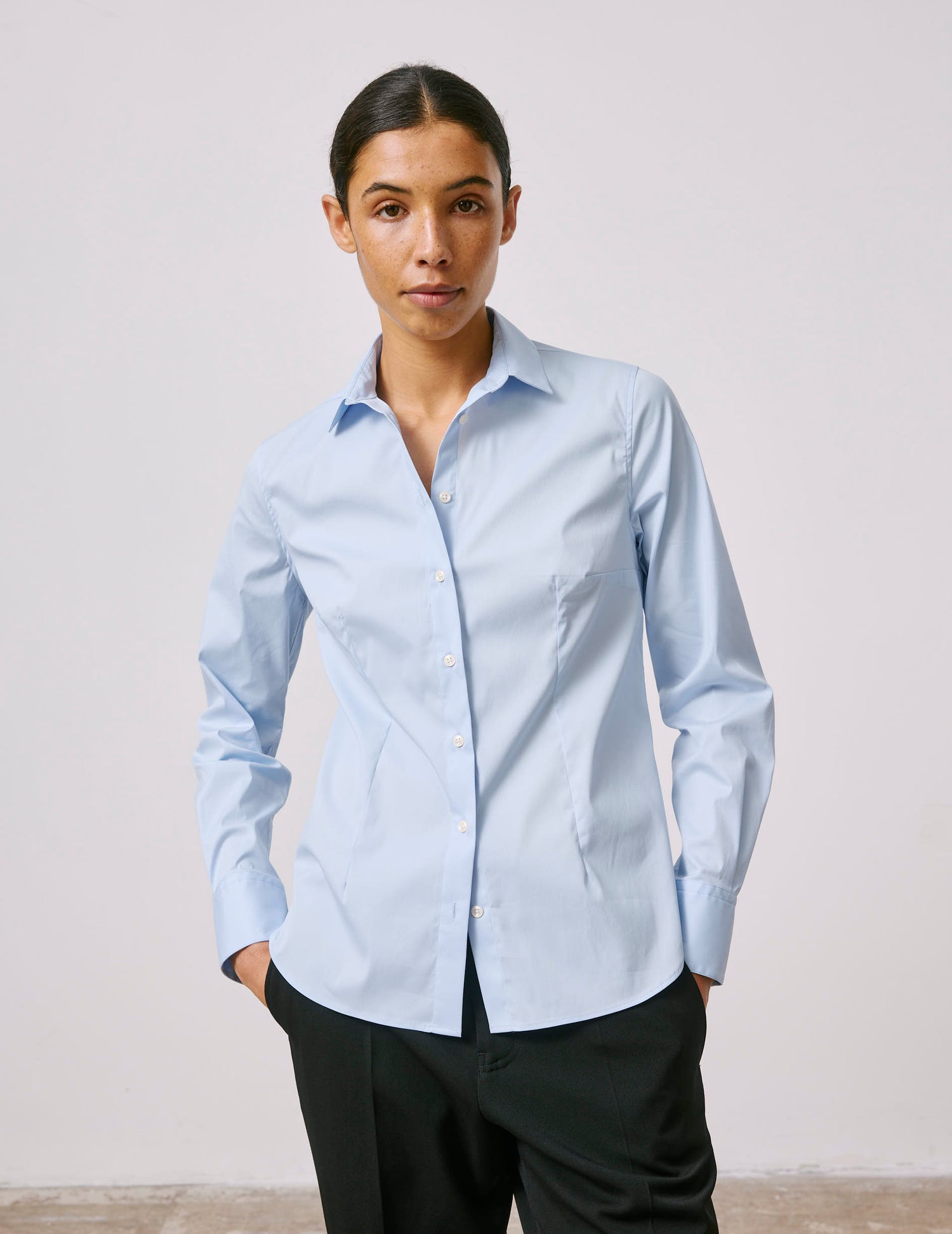 Chemise Anais stretch bleue - Popeline