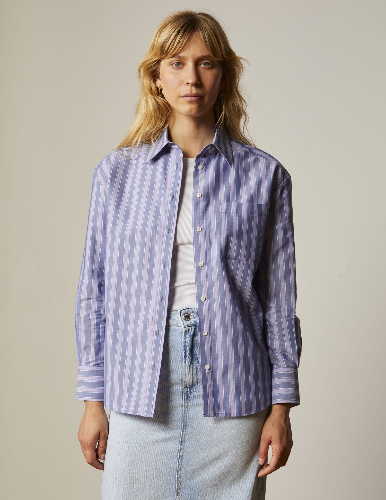 Chemise charlotte rayée bleue - Popeline#5