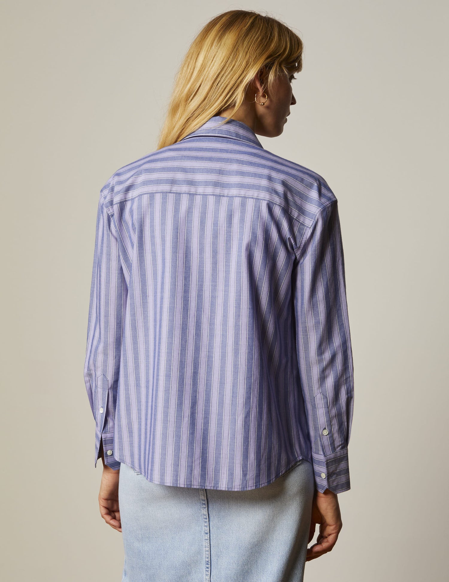 Chemise charlotte rayée bleue - Popeline#3