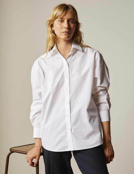 Delina white oversized shirt - Poplin