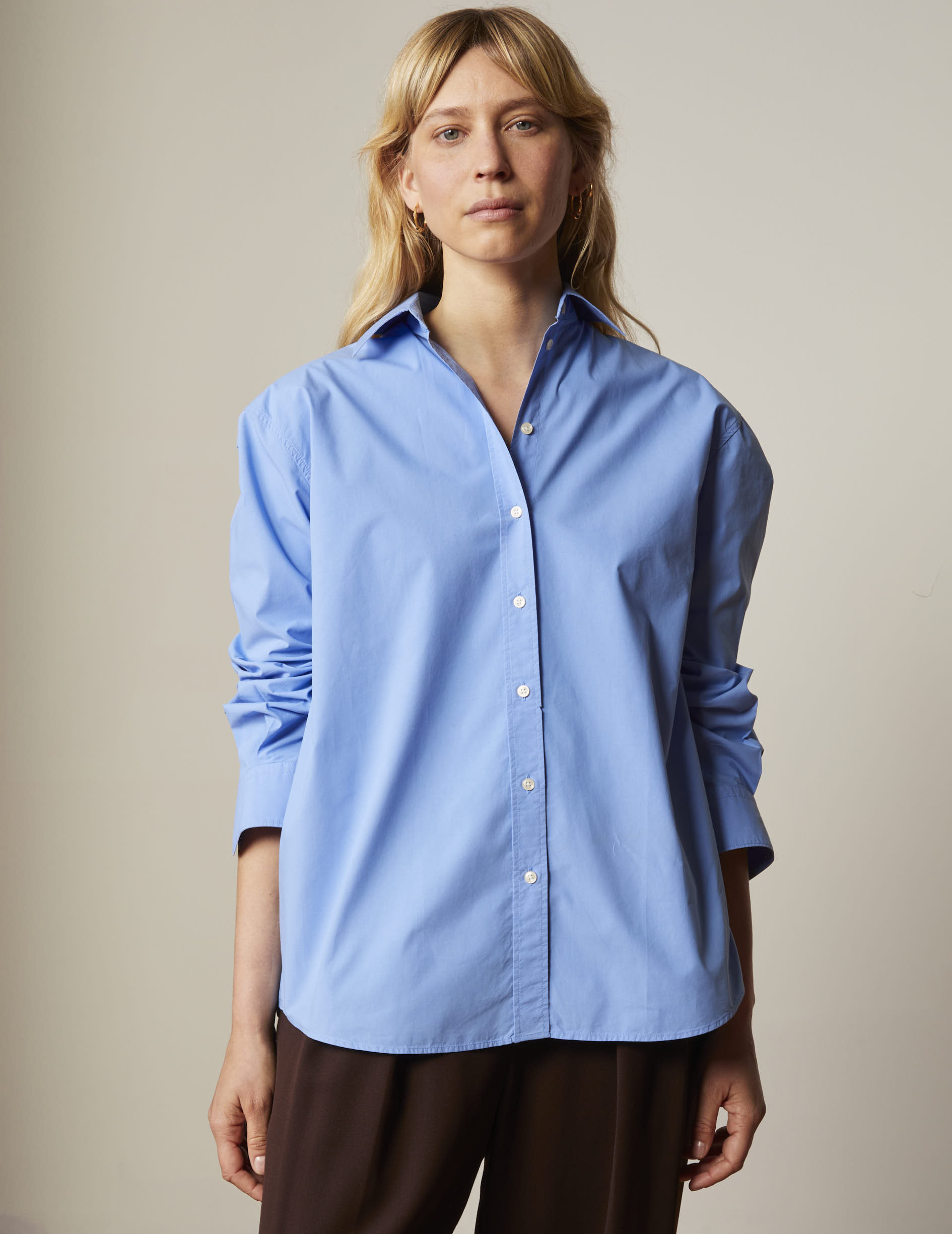 Oversized blue Delina shirt - Poplin