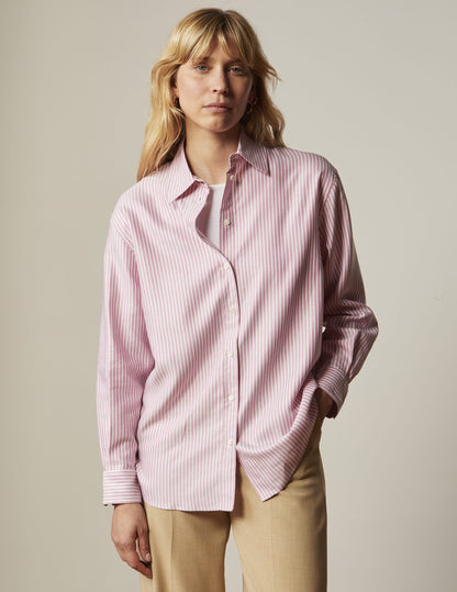 Oversized fuchsia pink striped Delina shirt
