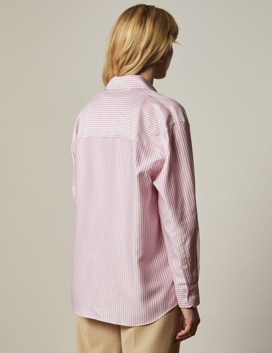 Fuchsia pink striped delina oversized shirt