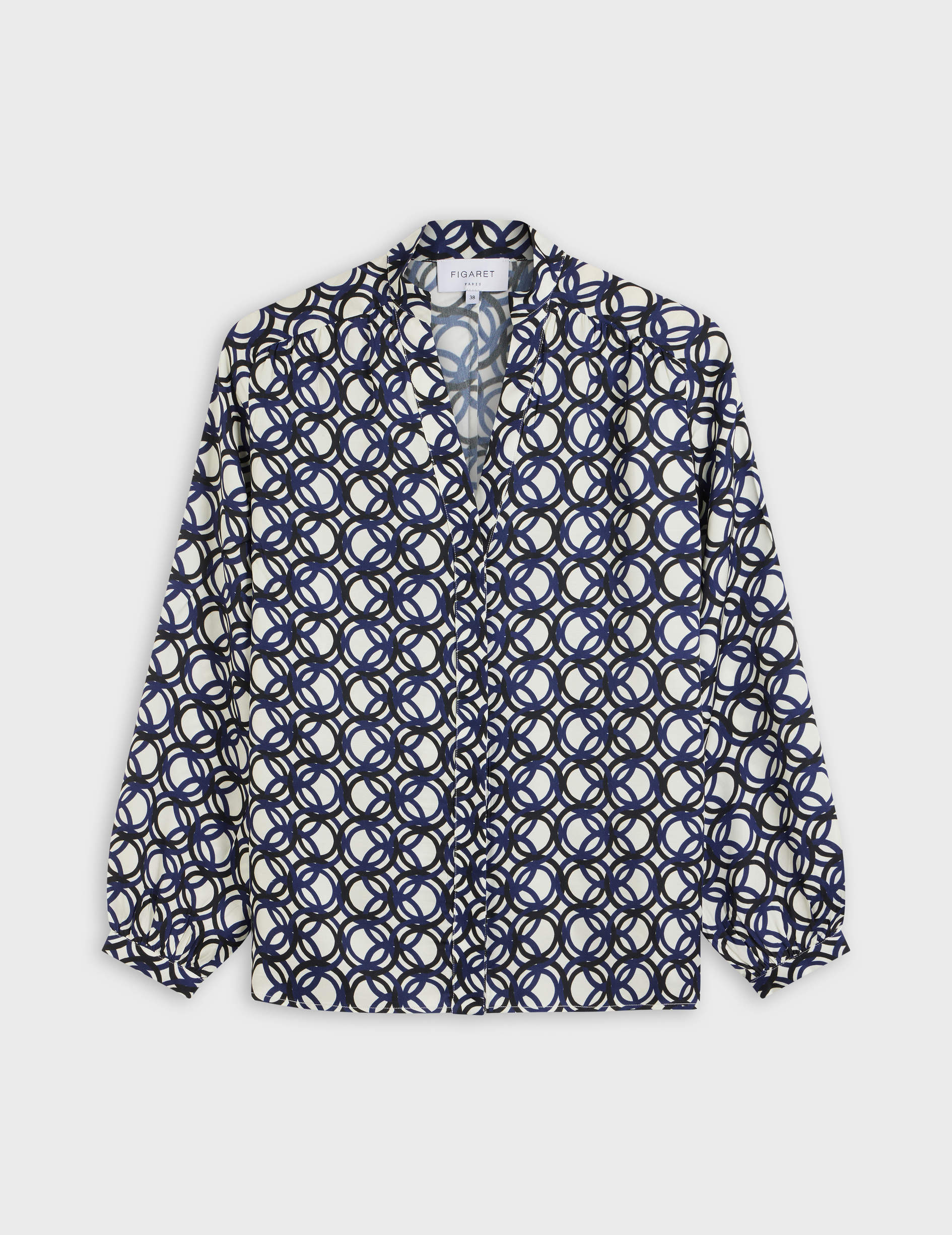 Navy print léna blouse - Viscose
