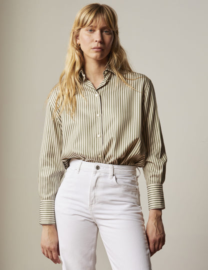 Oversized khaki striped Mathilde shirt