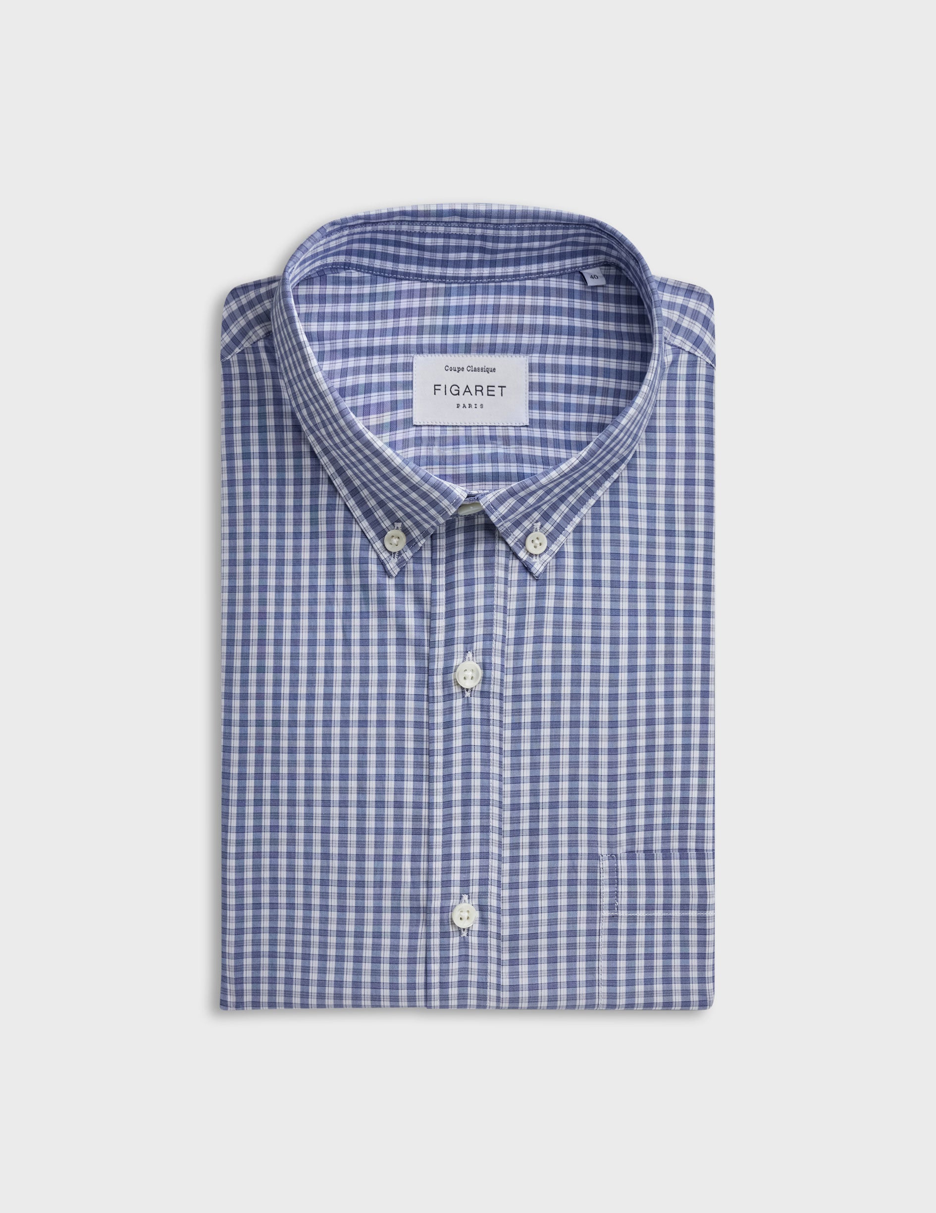 Classic blue checked shirt - Poplin - American Collar