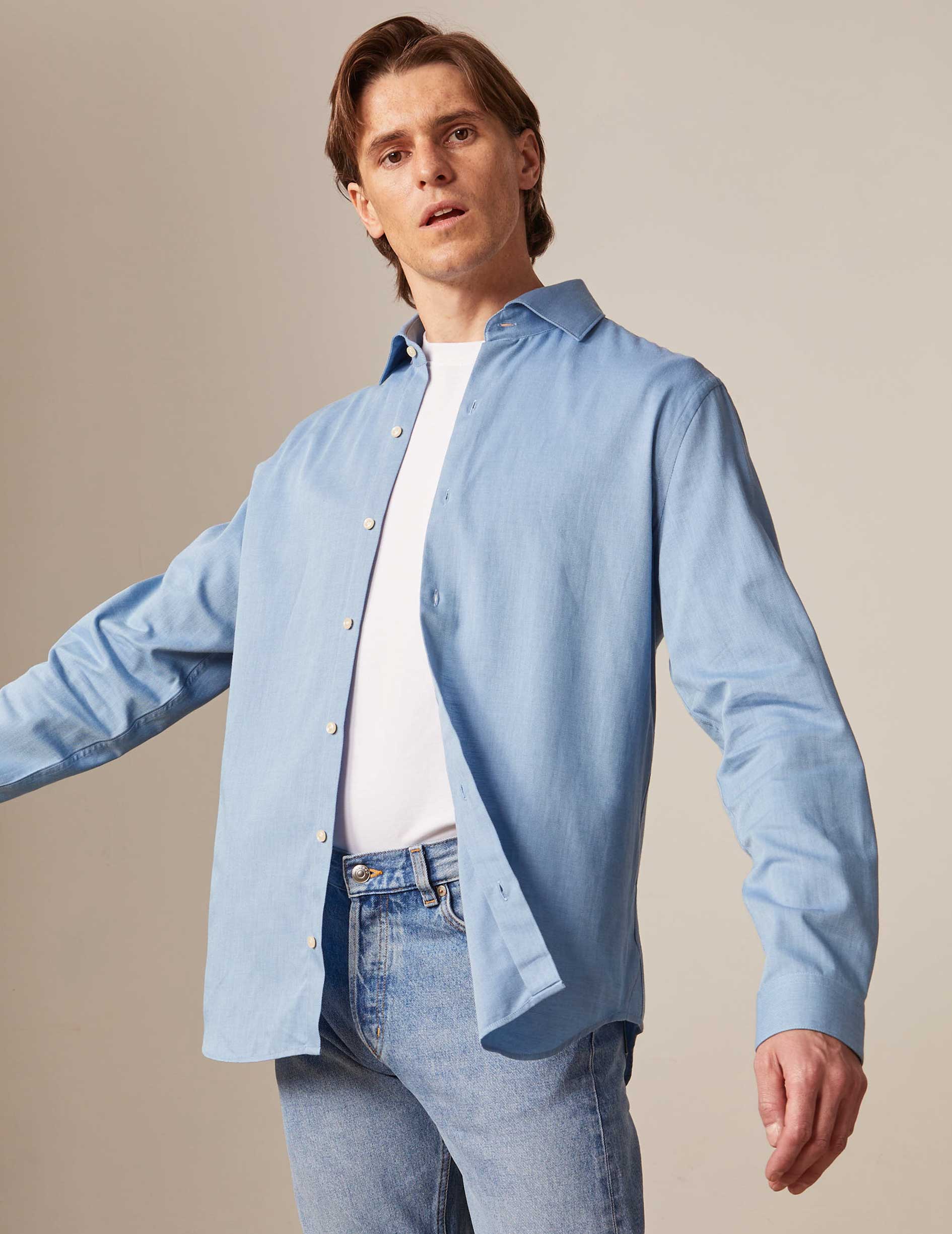 Blue aristote shirt - Twill - Italian Collar
