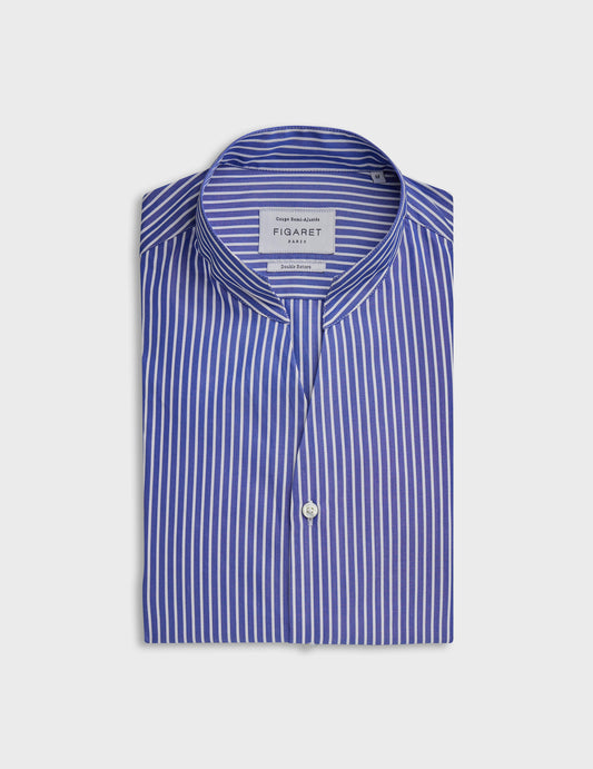 Blue striped carl shirt - Poplin - Right Collar
