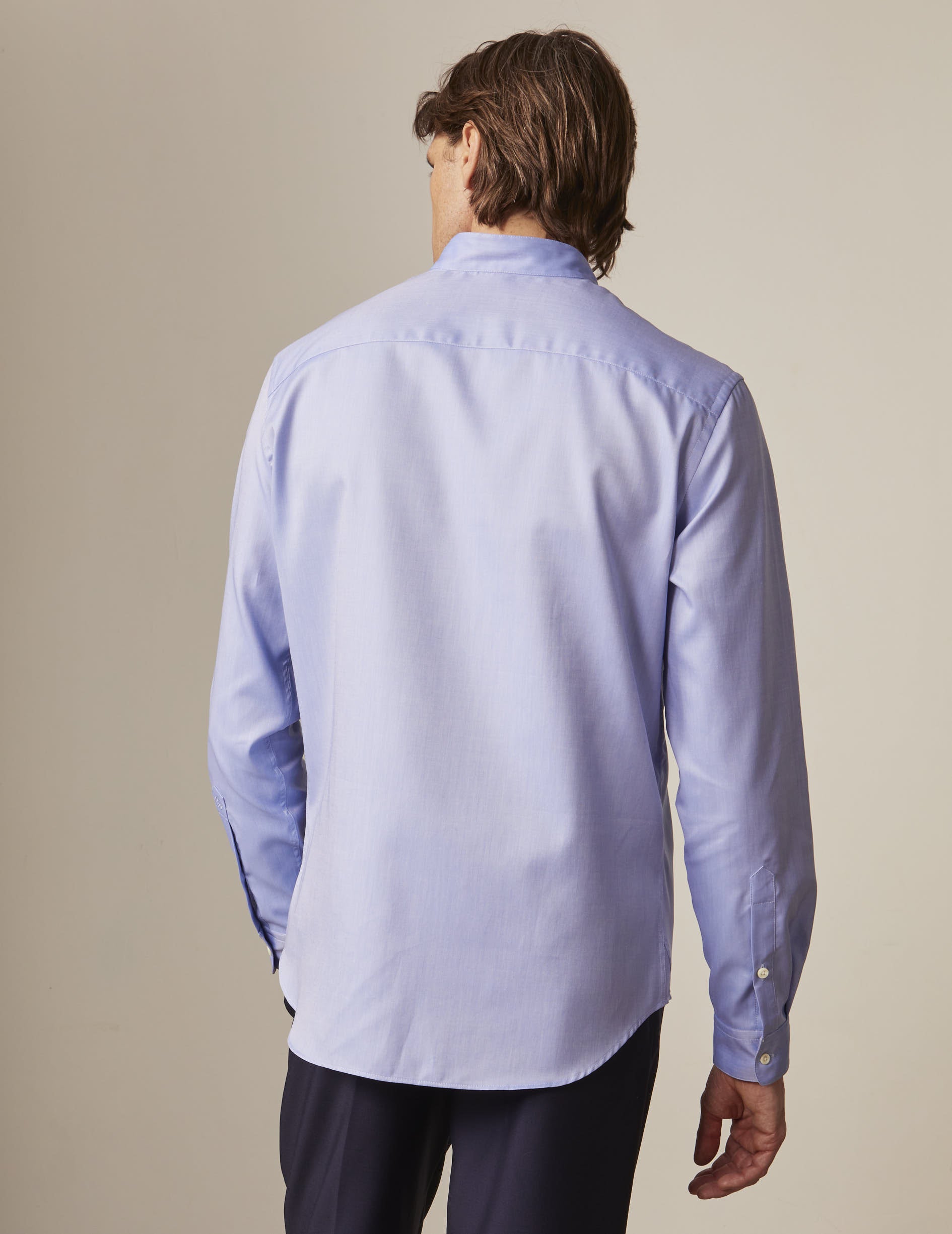 Blue Carl wrinkle-free shirt - Pin point - Open straight Collar