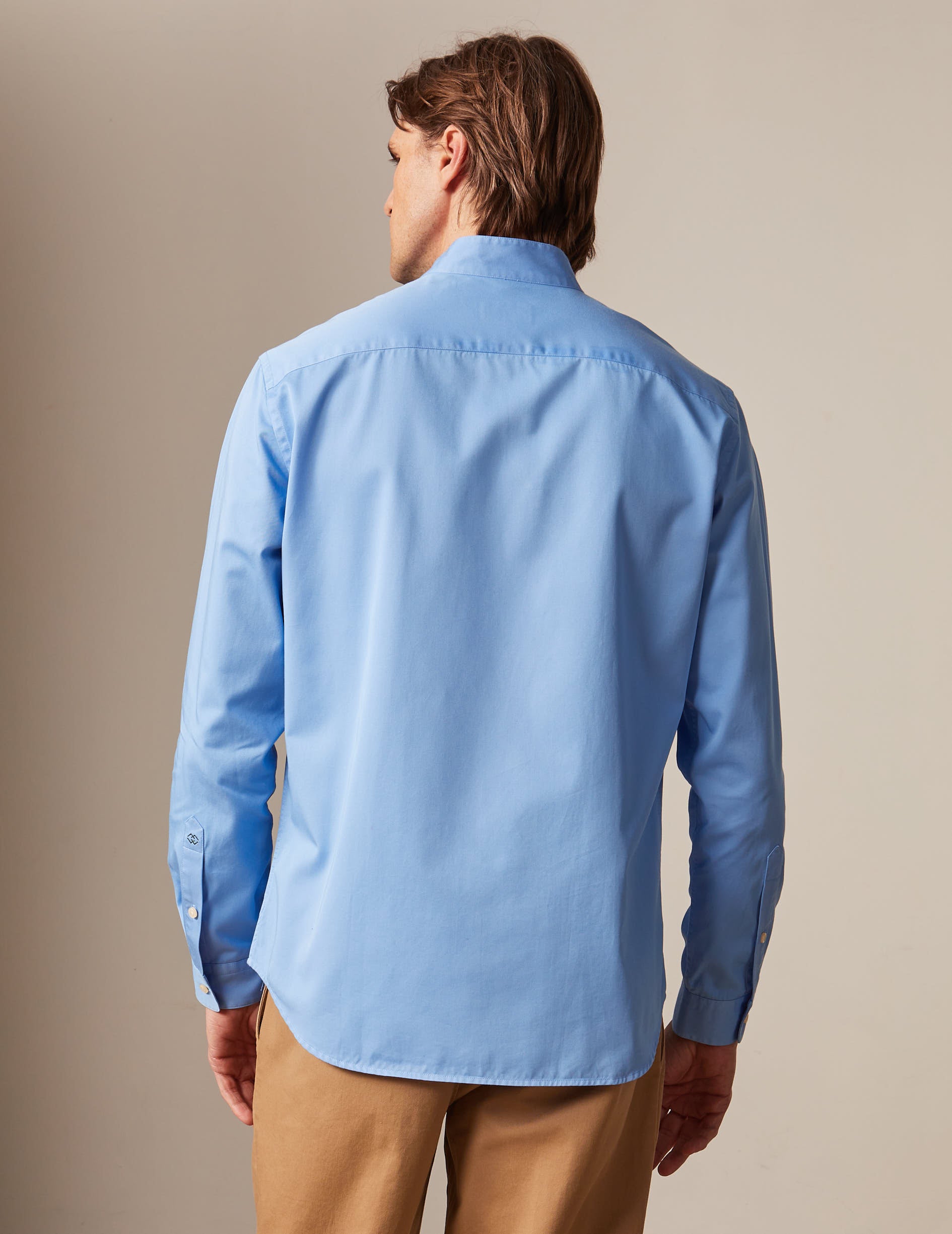 Blue Carl shirt - Twill - Open straight Collar