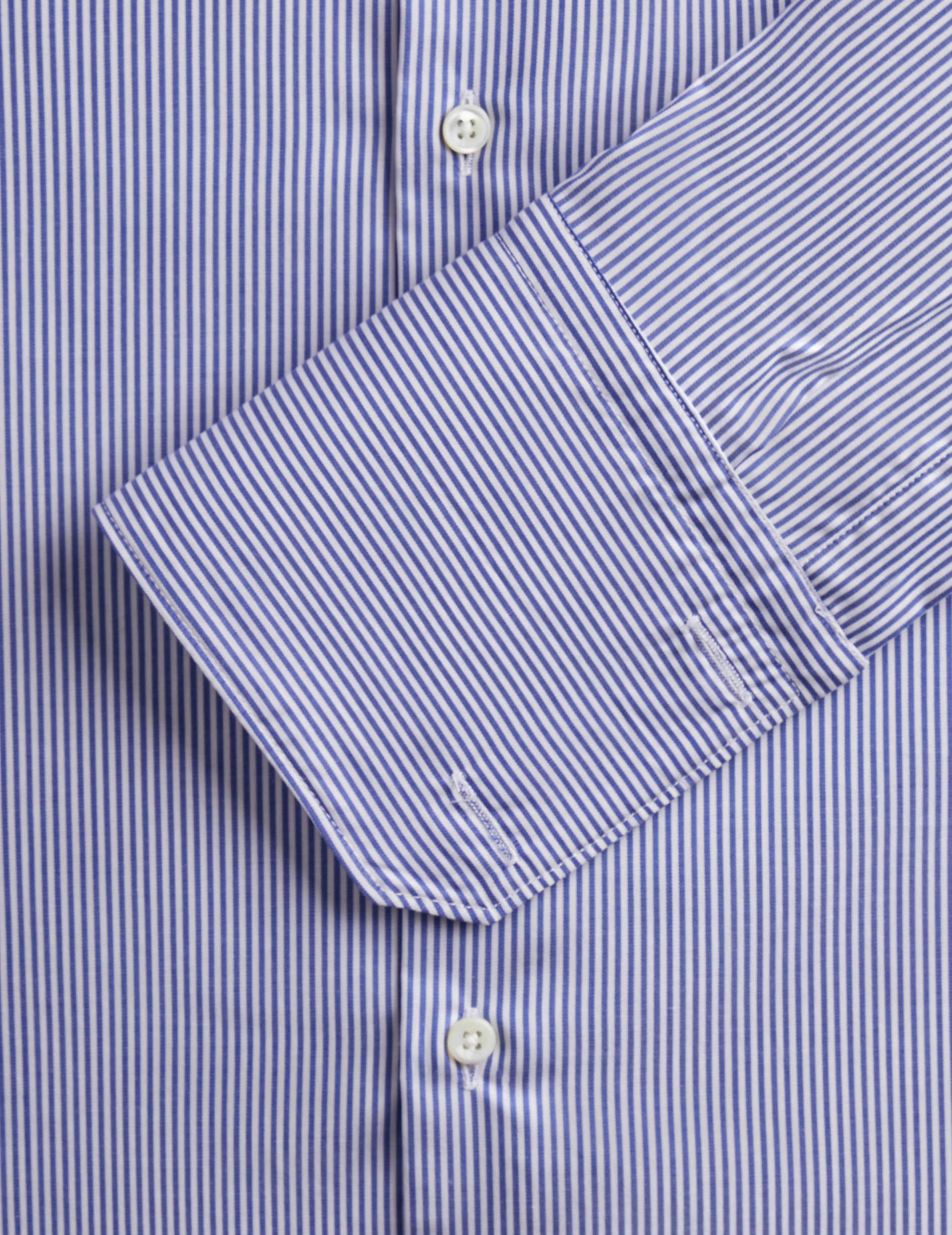 Fitted navy striped shirt - Twill - Figaret Collar - French Cuffs