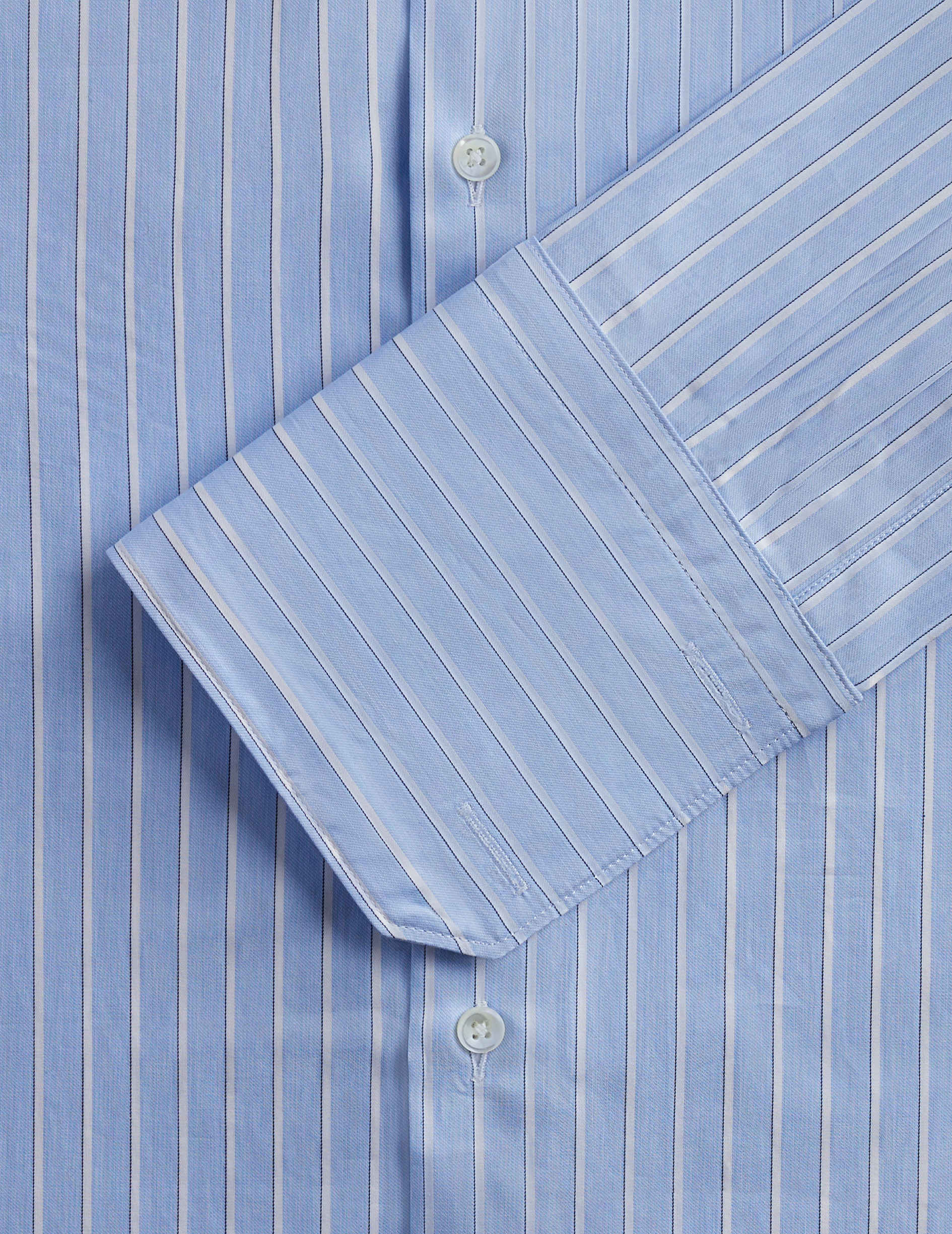 Classic light-blue striped shirt - Twill - Figaret Collar - French Cuffs