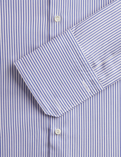 Semi-fitted navy striped shirt