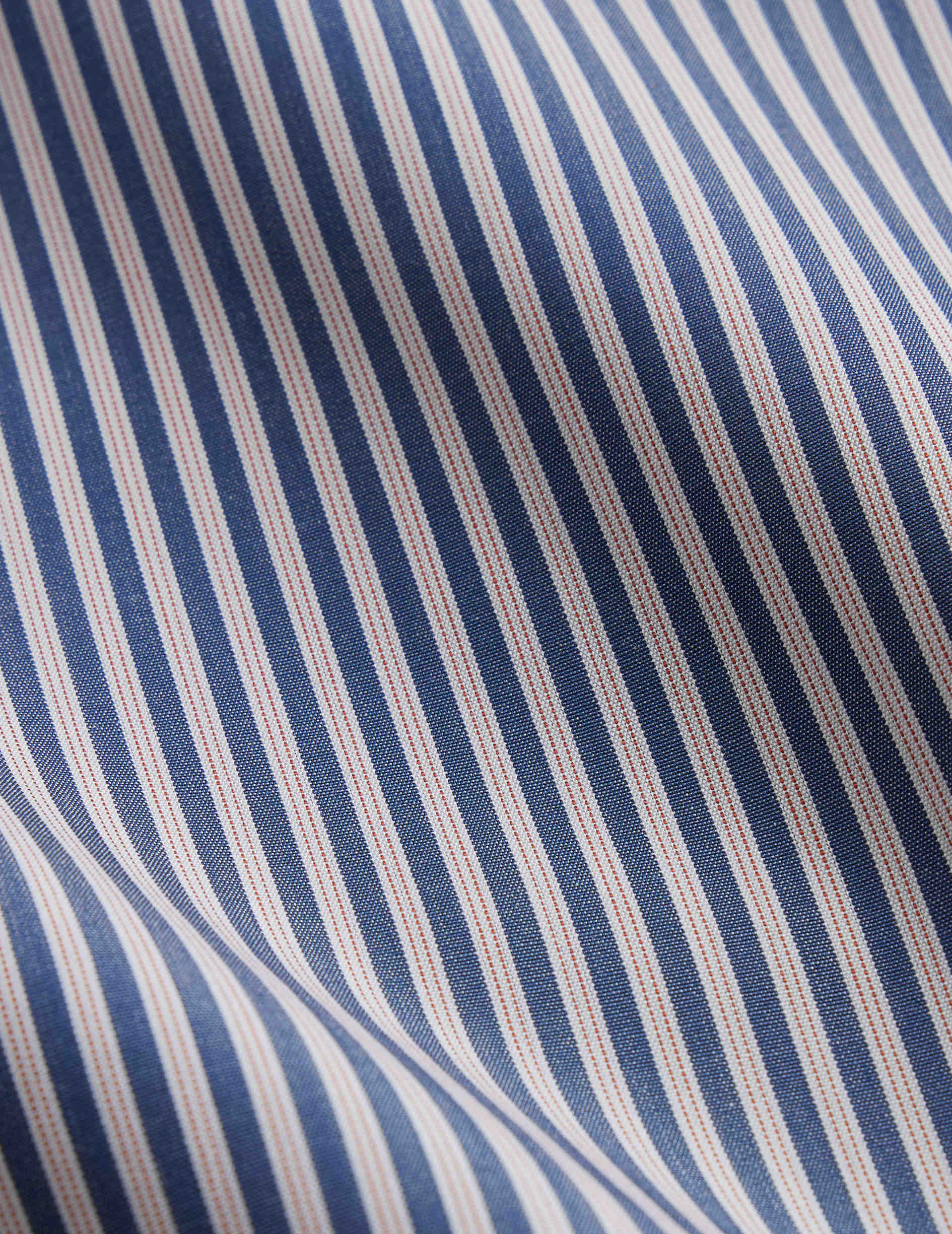 Fitted navy striped shirt - Poplin - Figaret Collar