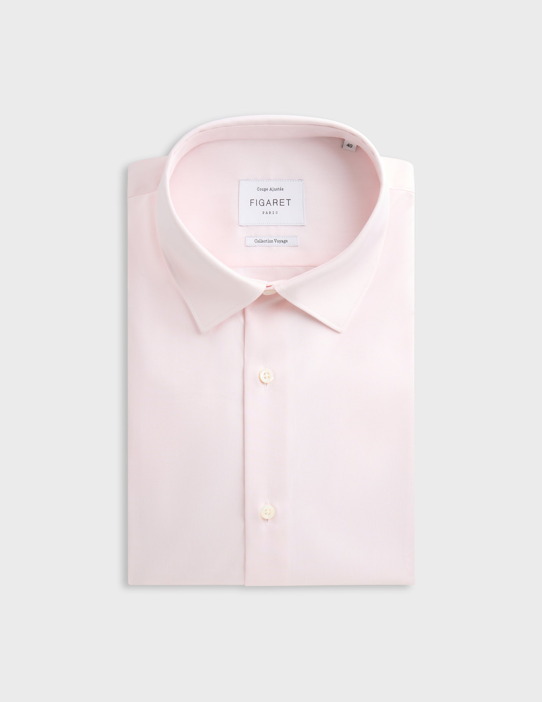 Slim-fitted light pink wrinkle-free shirt - pin point - Figaret Collar