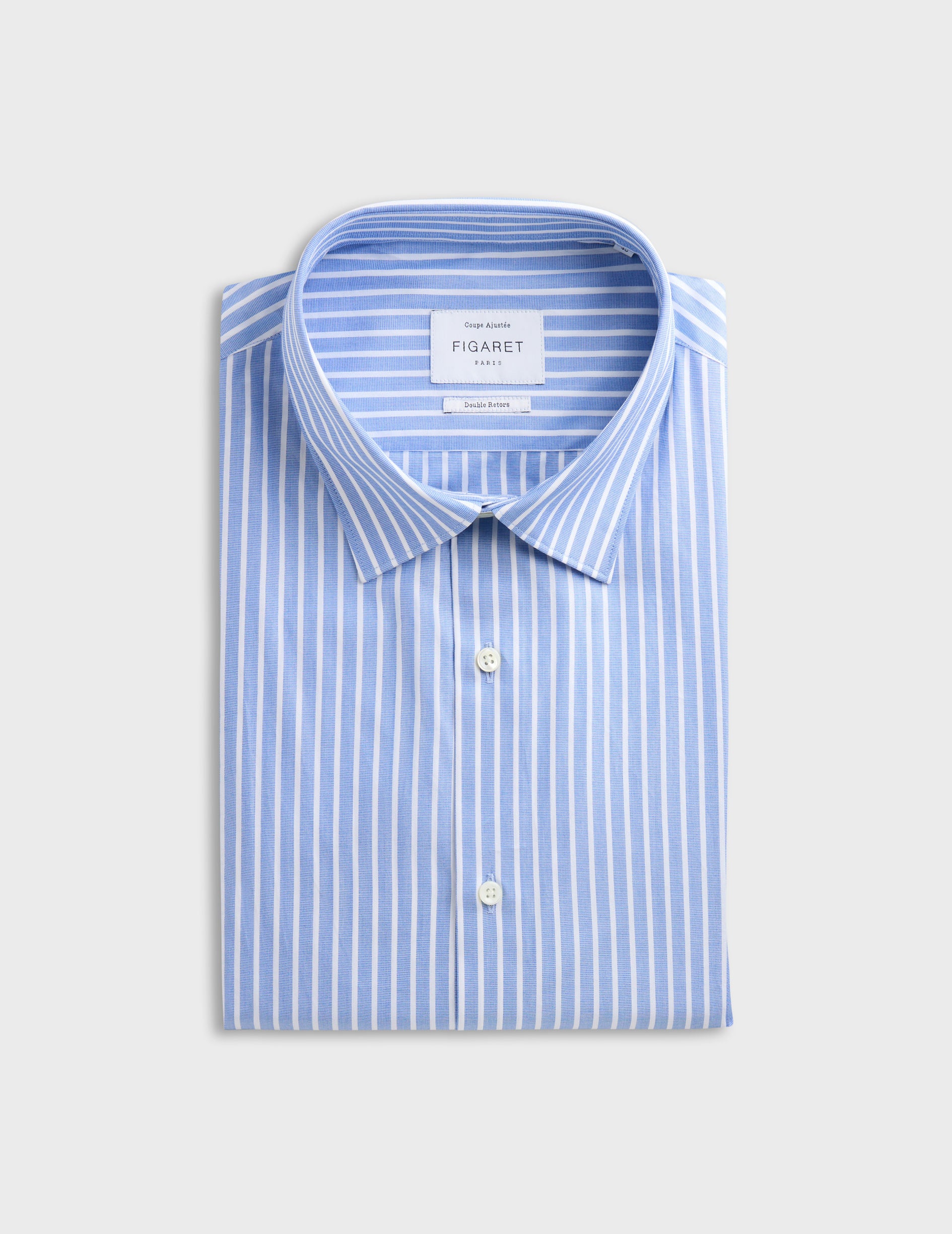 Fitted blue striped shirt - Wire to wire - Figaret Collar