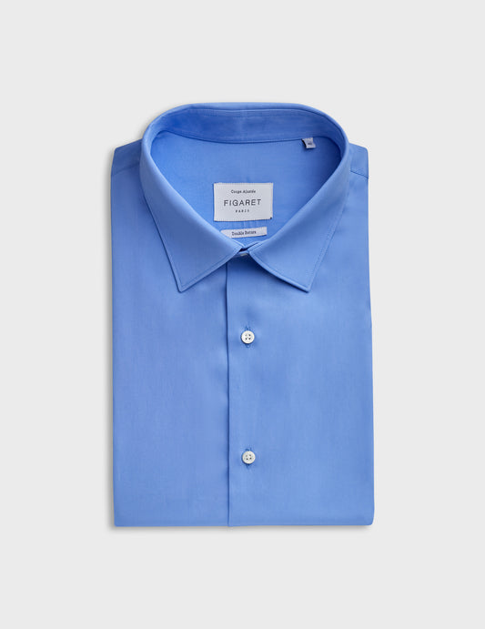 Blue fitted shirt - Poplin - Figaret Collar
