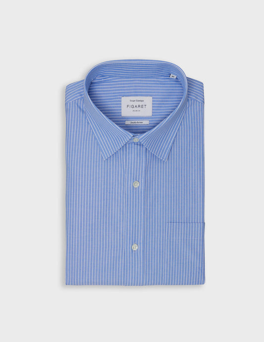 Blue striped classic shirt - Wire to wire - Figaret Collar