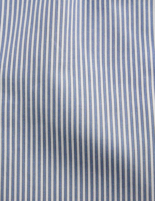 Blue striped wrinkle-resistant semi-fitted shirt