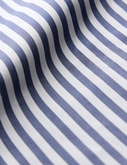 Semi-fitted navy striped wrinkle-free shirt