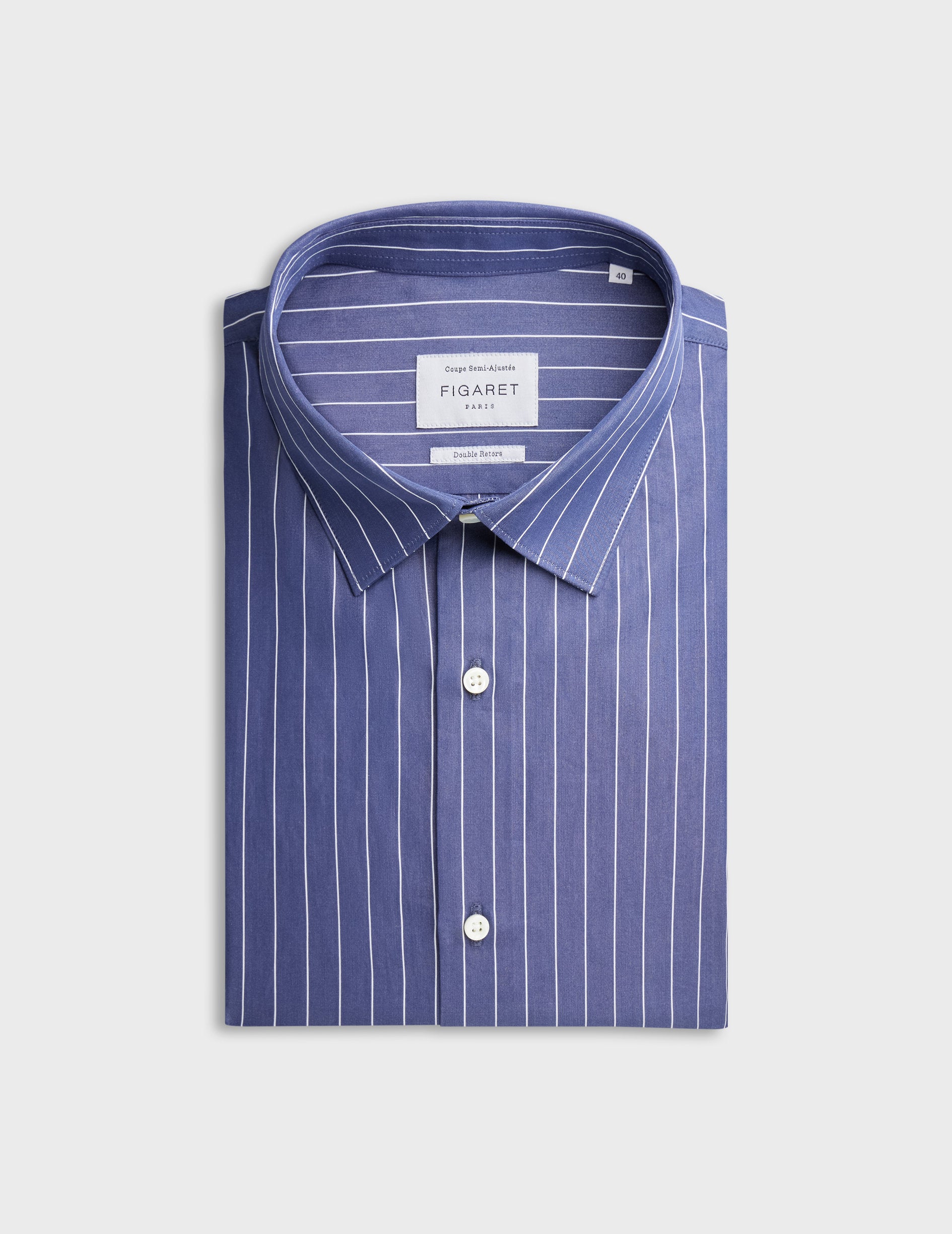 Navy striped semi-fitted shirt