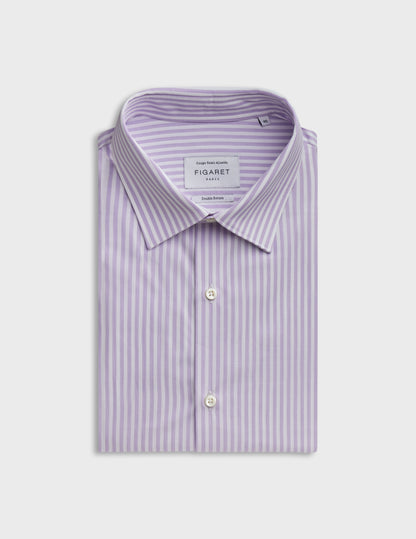 Semi-fitted purple striped shirt