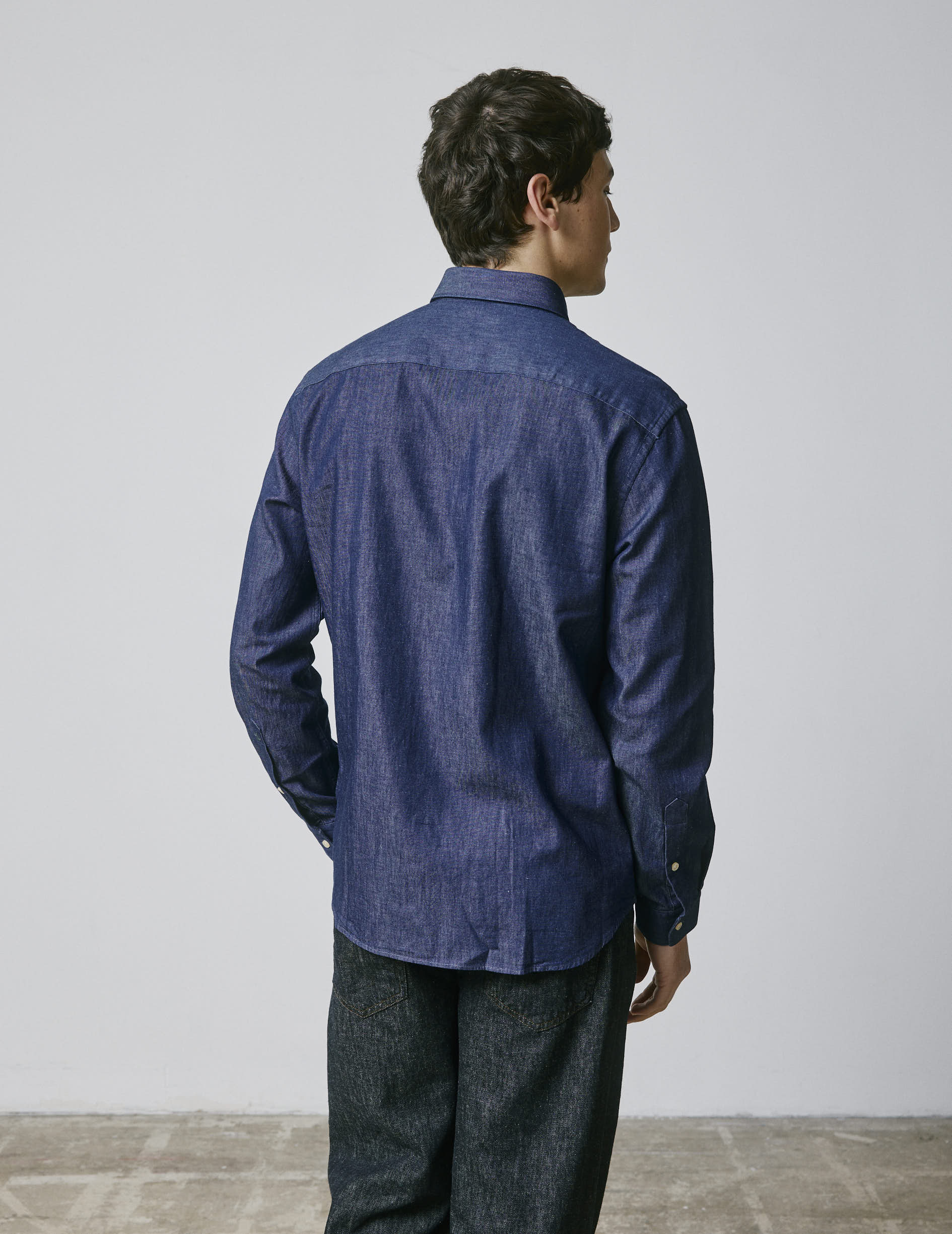 Chemise gabriel en denim bleu marine - Denim - Col Américain