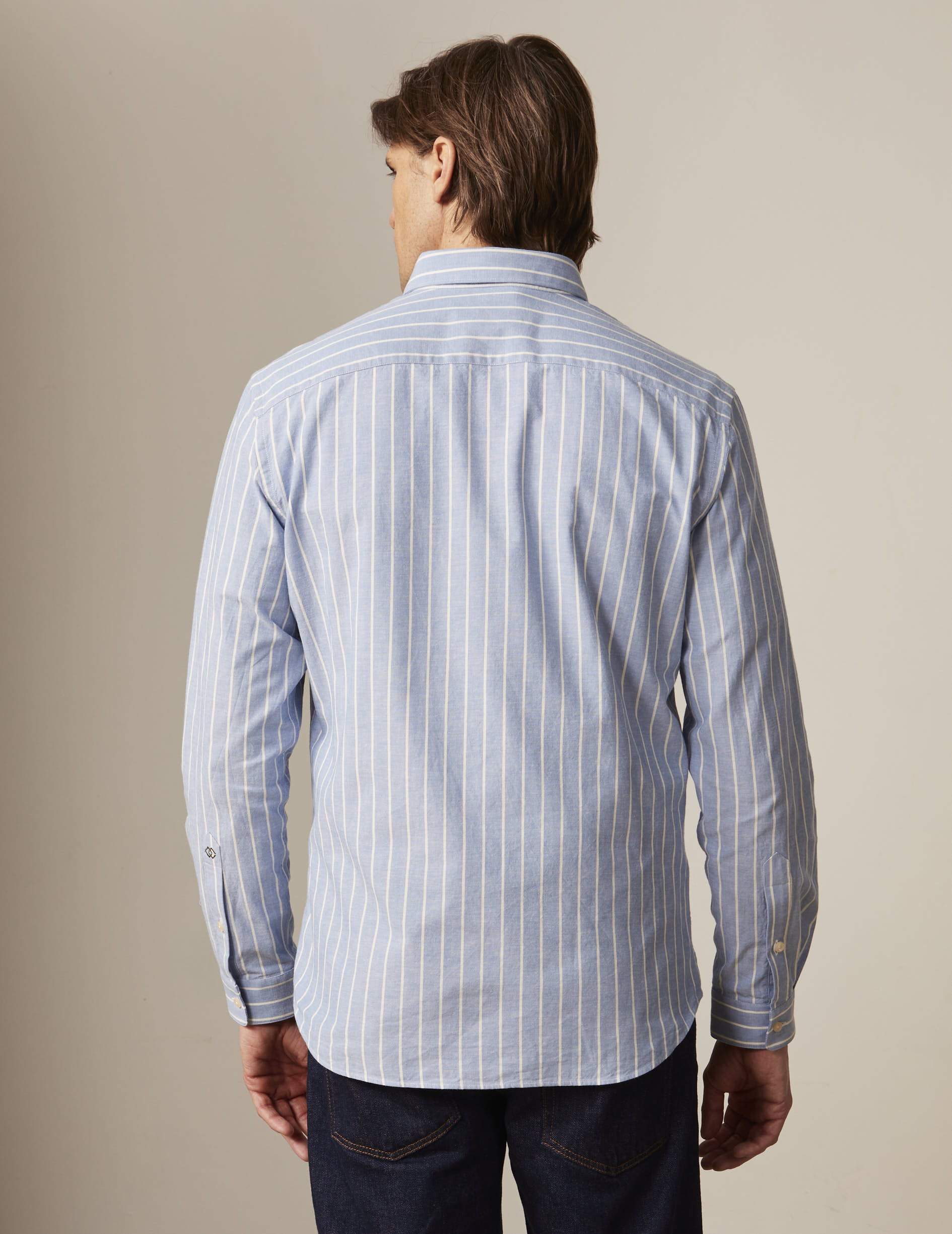 Blue striped Gabriel shirt - Oxford - American Collar