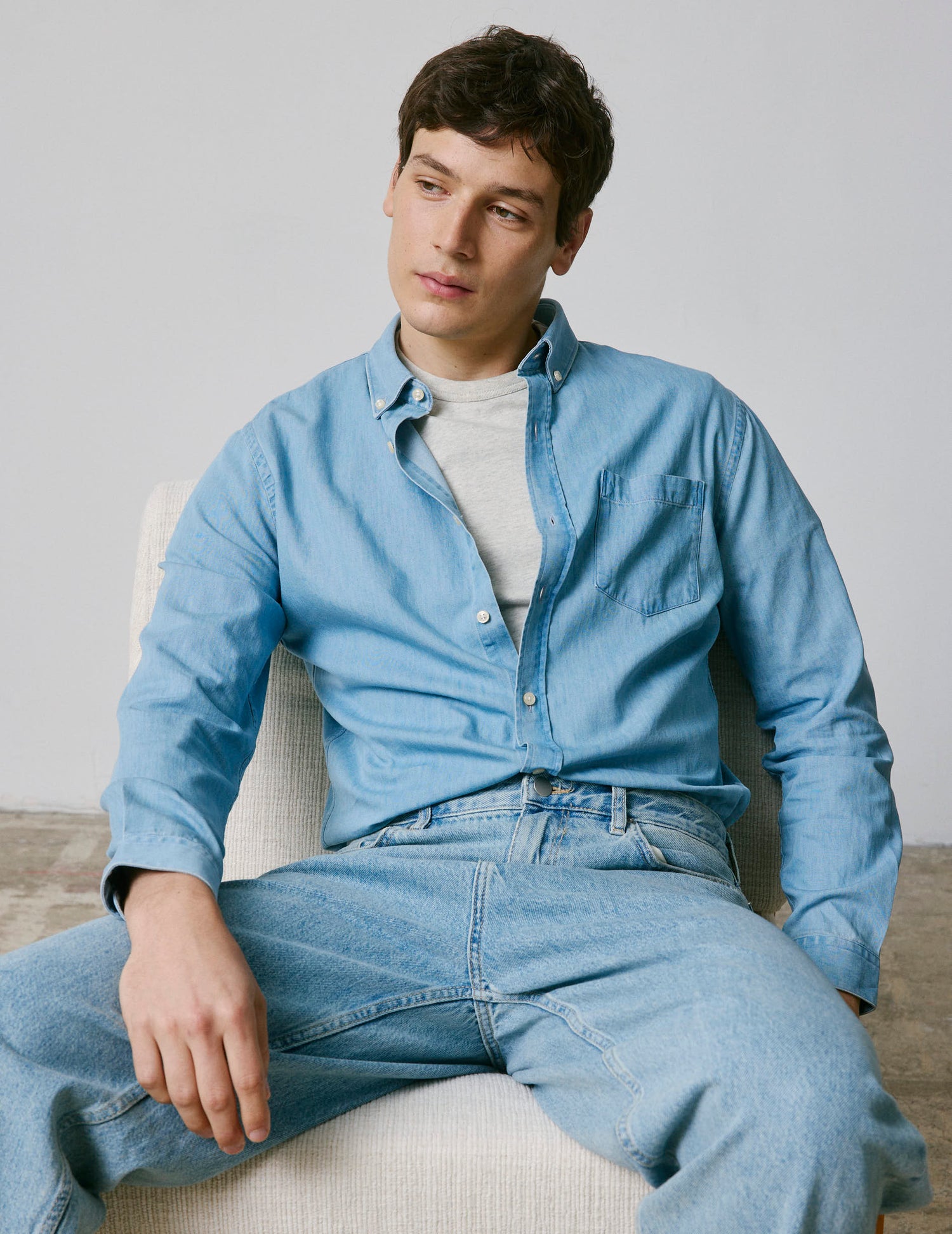 blue denim Gabriel shirt - Denim - American Collar#4