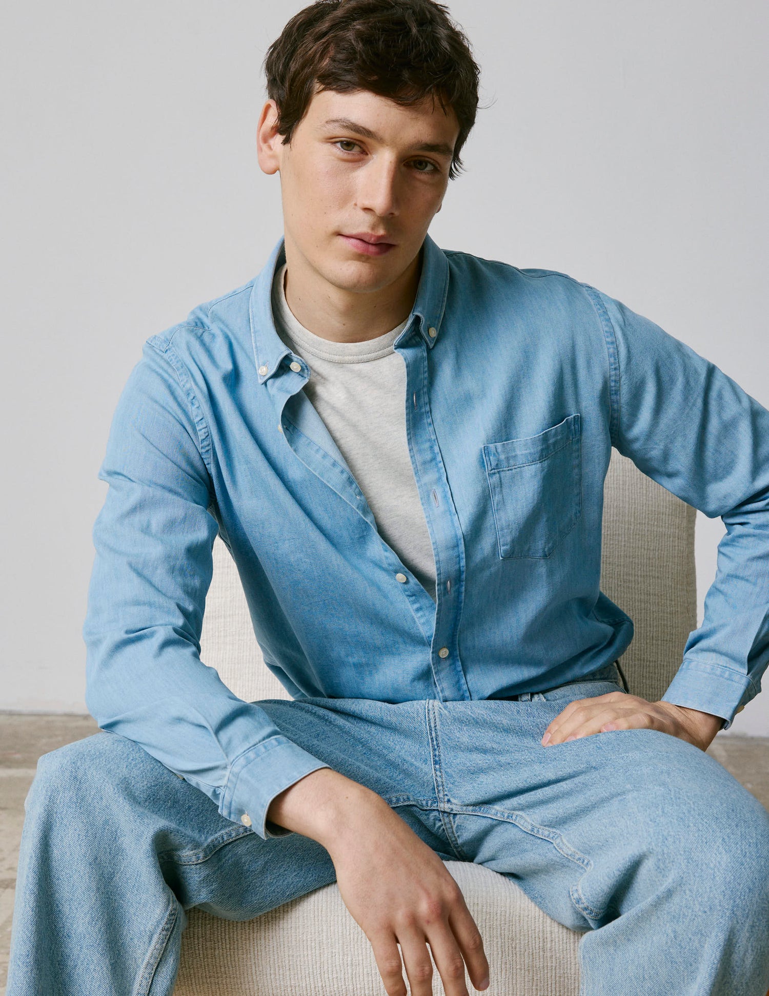 blue denim Gabriel shirt - Denim - American Collar#5