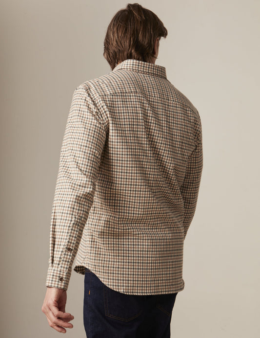 Gabriel shirt with beige and gray checks