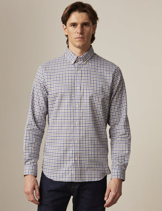 Gaspard shirt with blue checks - Twill - American Collar