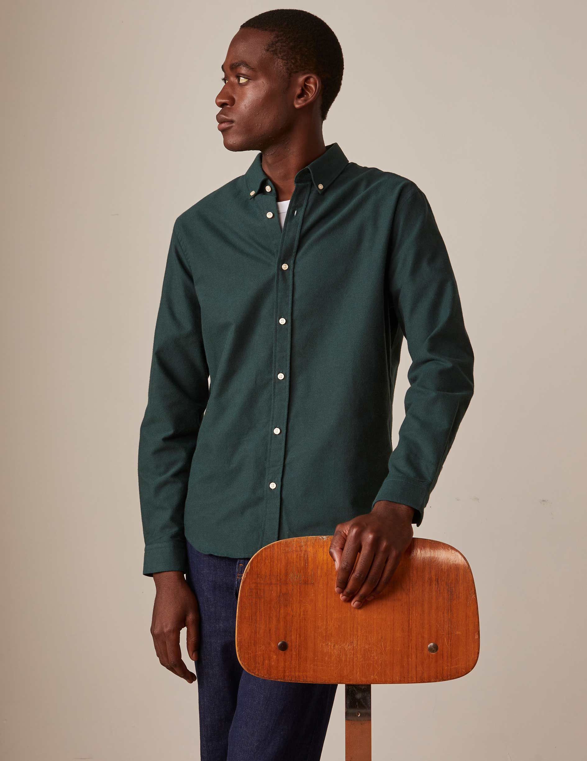 Dark green gaspard shirt - Oxford - American Collar