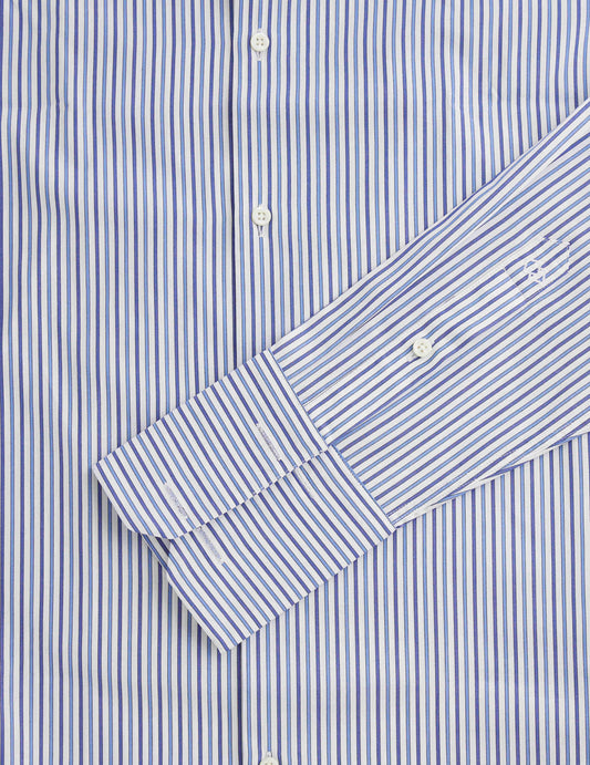 Chemise semi-ajustée rayée bleue