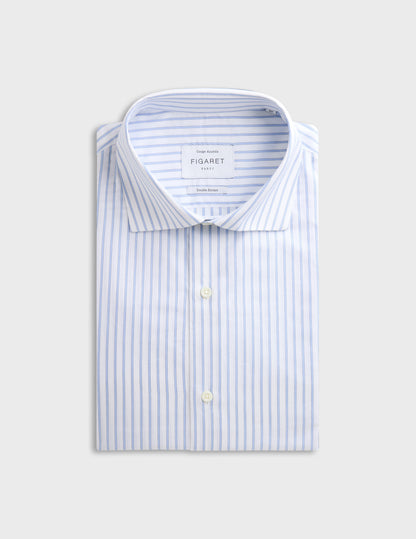 Fitted light blue striped shirt