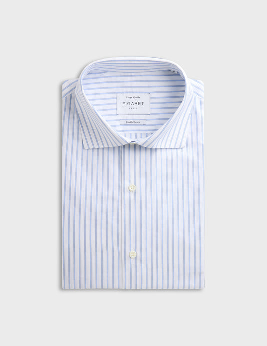 Light blue striped fitted shirt - Poplin - Italian Collar