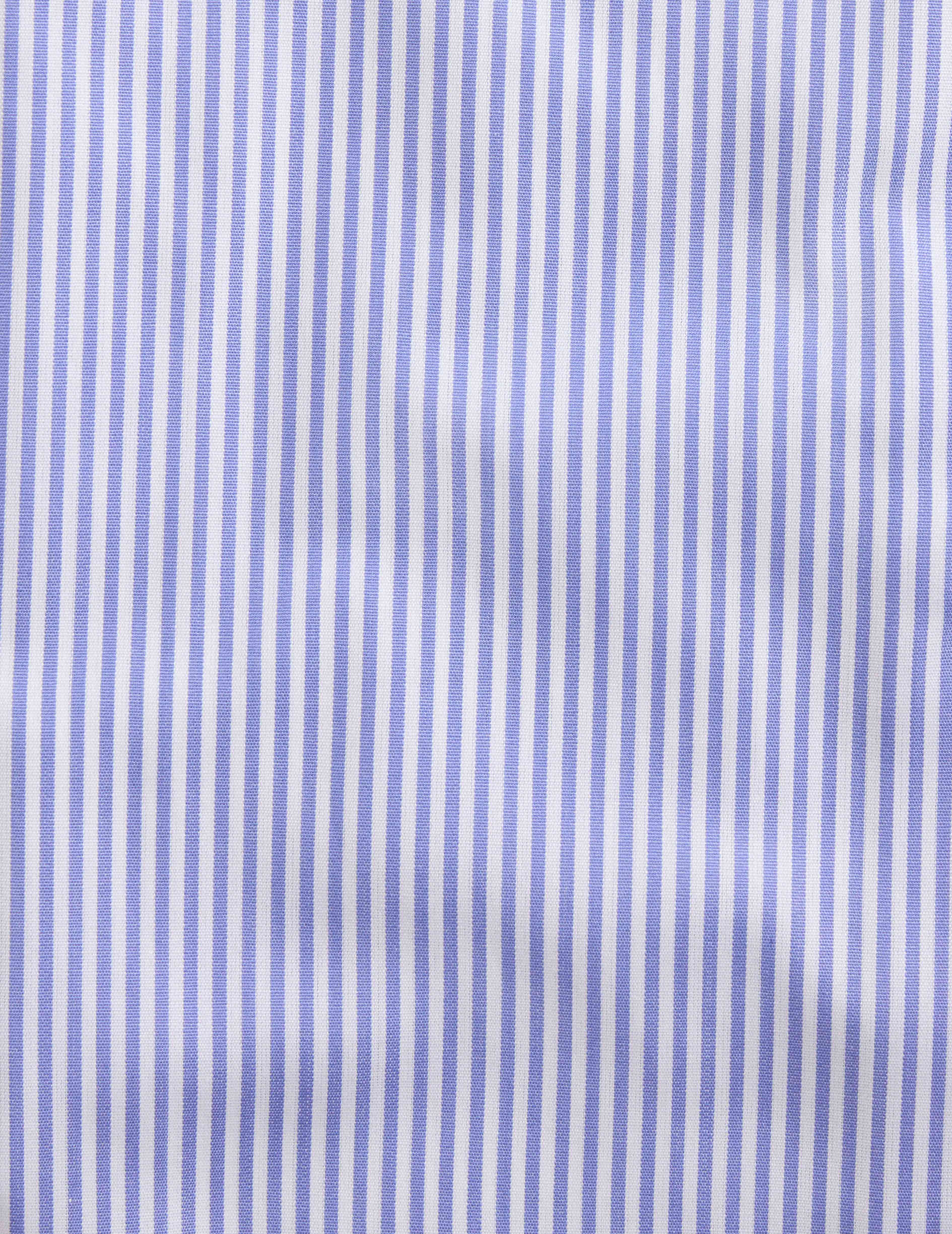 Fitted blue striped wrinkle-free shirt - Poplin - Italian Collar
