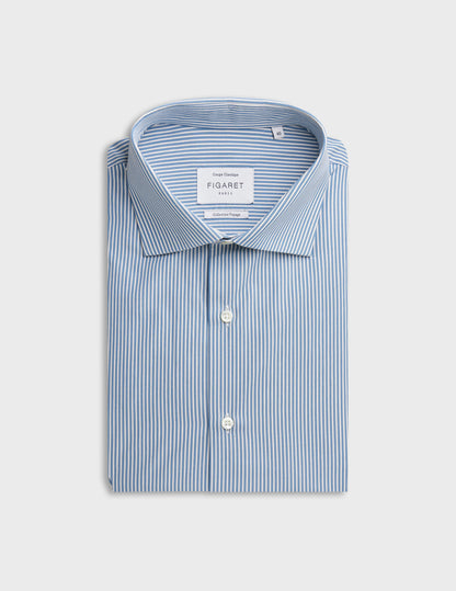 Classic blue striped wrinkle-free shirt