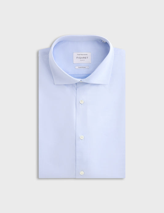 Light blue semi-fitted shirt - Twill - Italian Collar