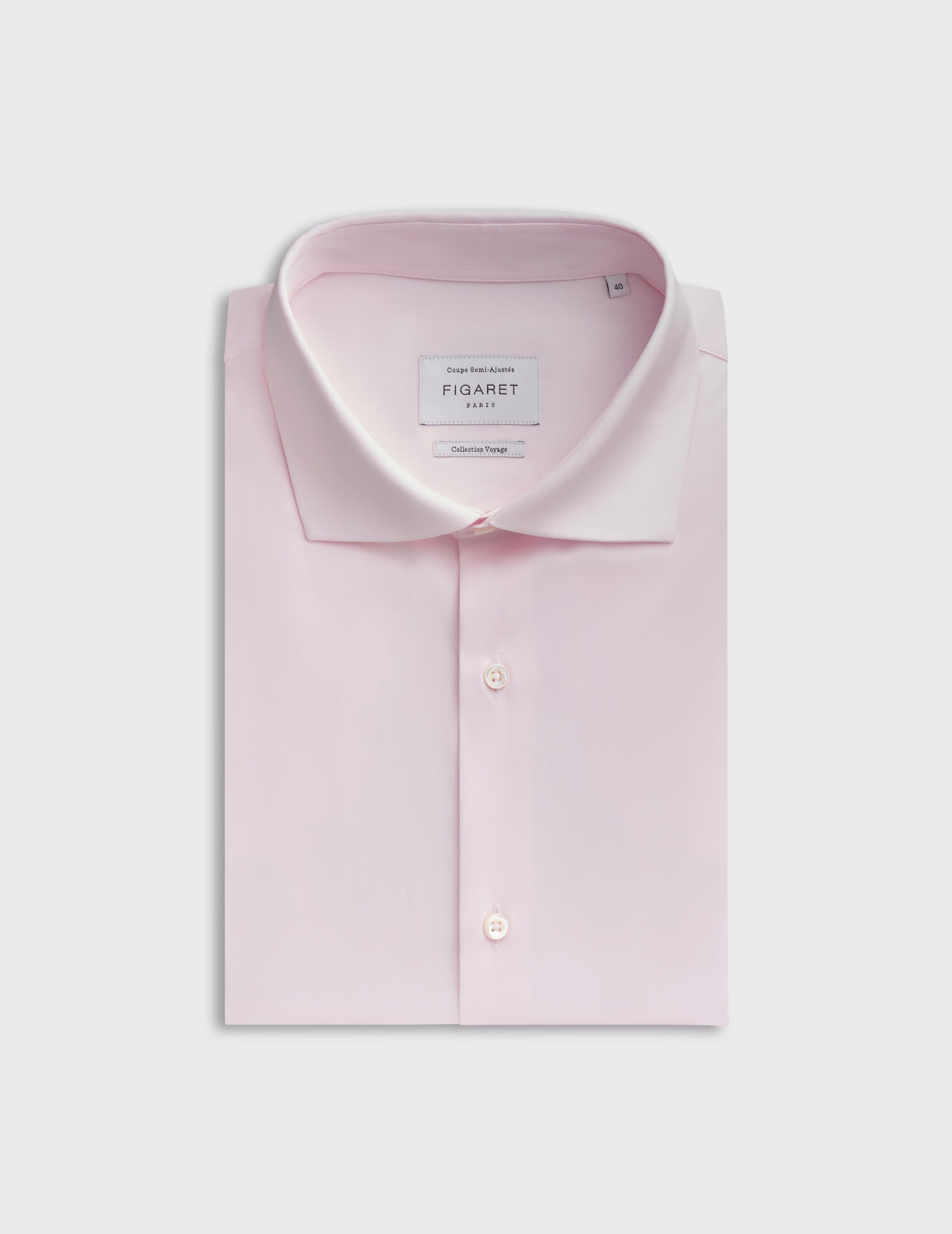 Semi-fitted light pink wrinkle-free shirt - pin point - Italian Collar