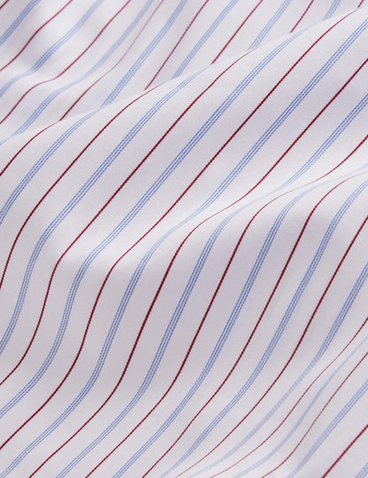 Semi-fitted blue and red striped shirt