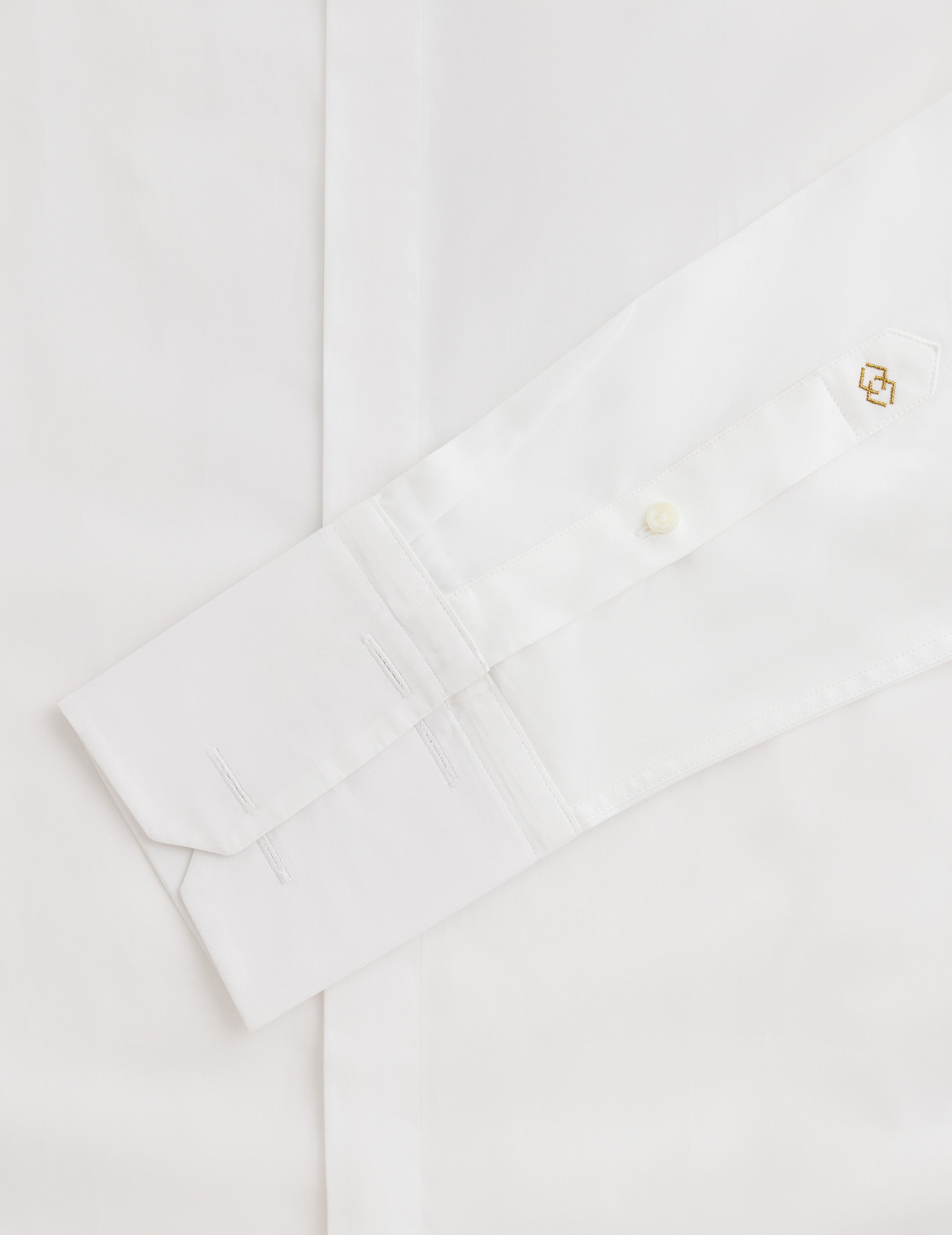 Chemise semi-ajustée blanche - Popeline - Col Majestueux - Poignets Mousquetaires