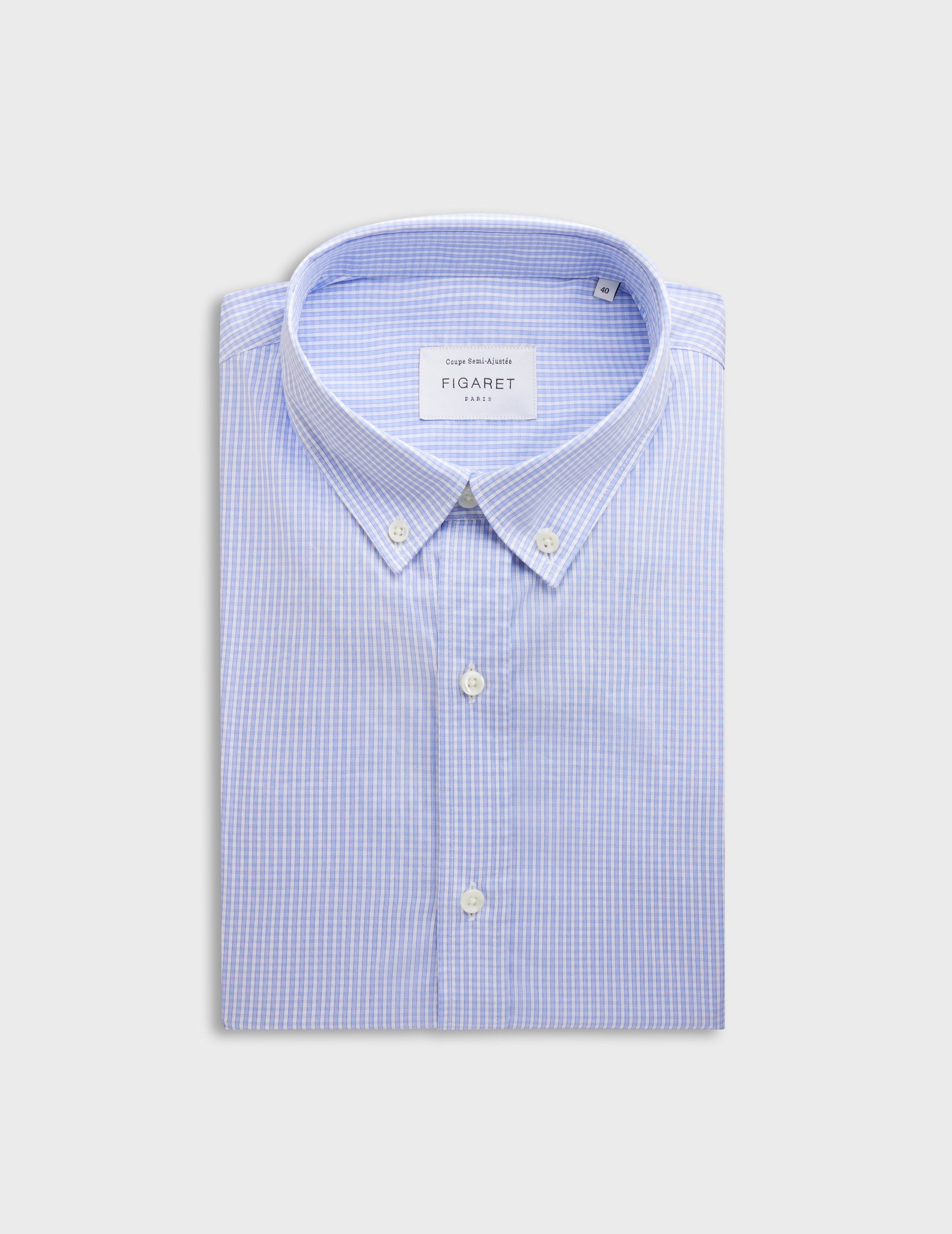 Chemise semi-ajustée à carreaux bleus