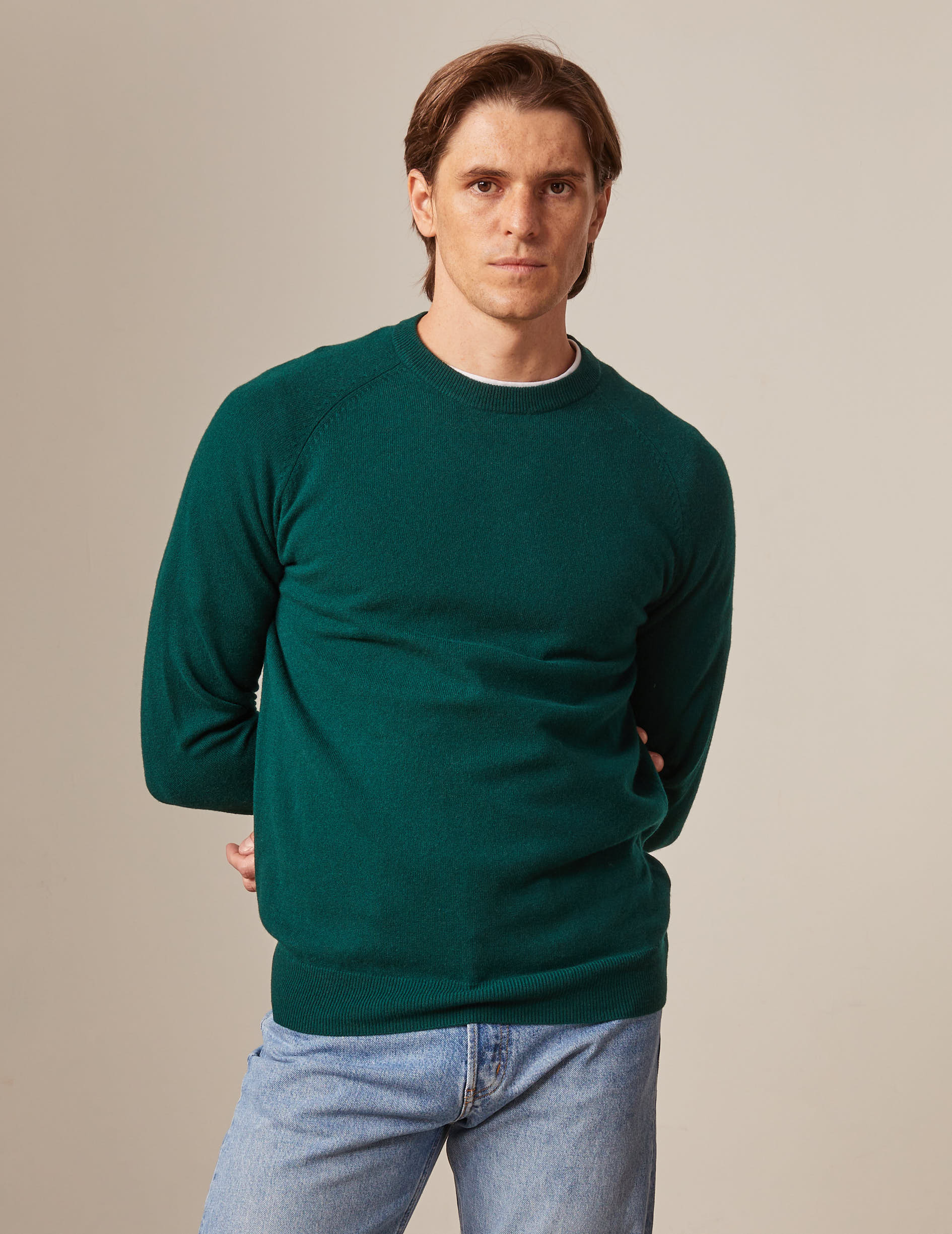 Emile sweater in green wool and cashmere