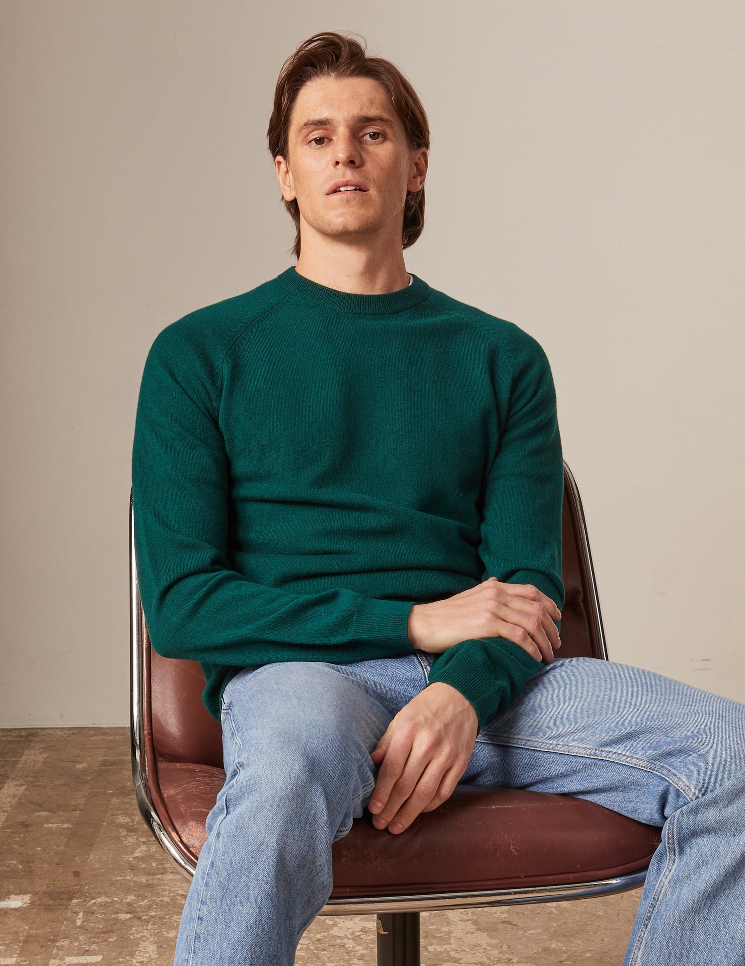 Pull emile en laine et cachemire vert