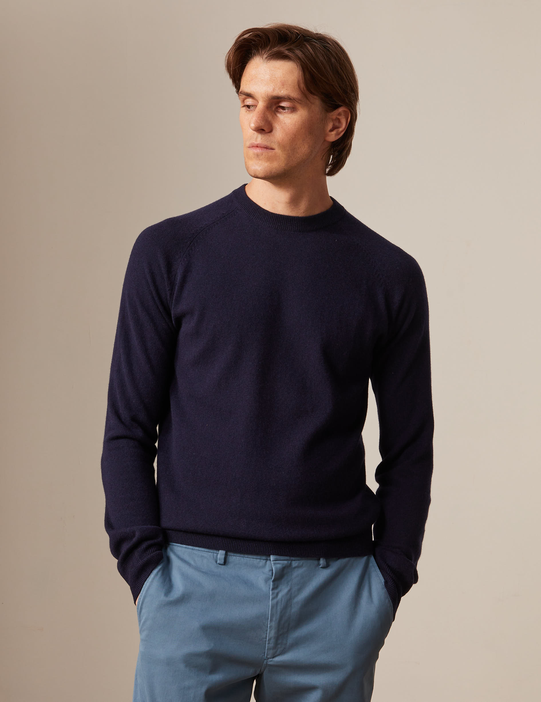 Navy wool and cashmere Emile jumper