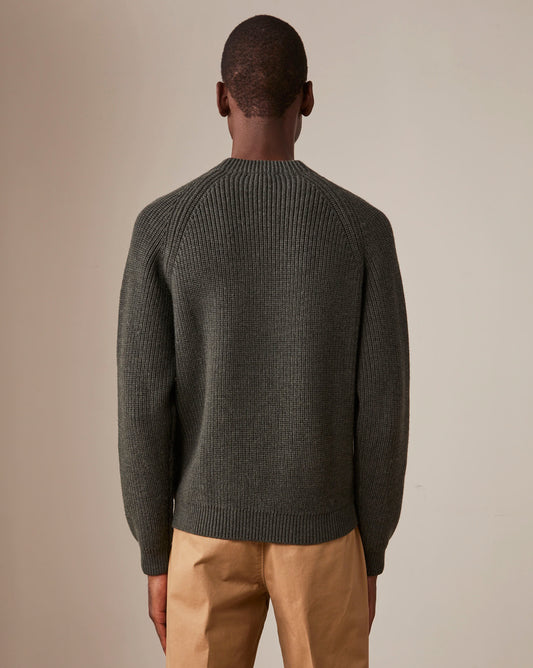 Gareth sweater in dark green wool